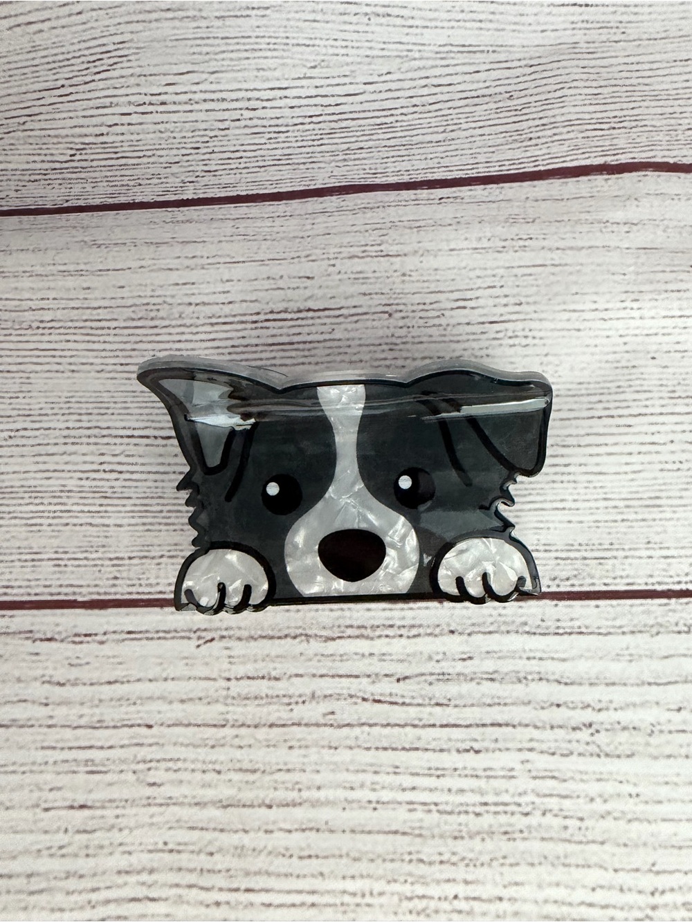 Cute Black and White Puppy Hair Claw clip